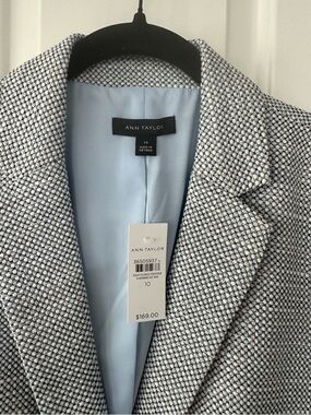 Ann Taylor Light Blue & White Textured Blazer